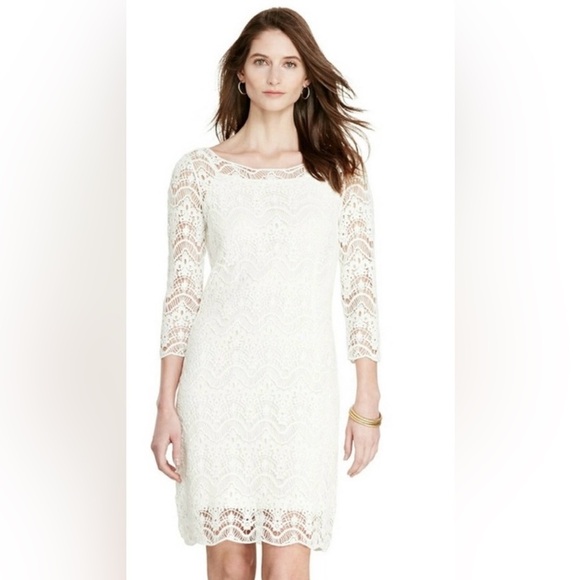 Lauren, Ralph Lauren dress size large crochet, off-white see-through classy, - Picture 1 of 9